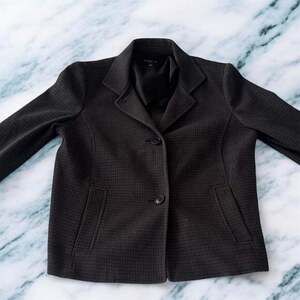 Talbots Gray Houndstooth Ponte Knit Blazer